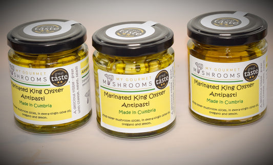 3  X 190ml Jars - Marinated King Oyster Mushroom Antipasti