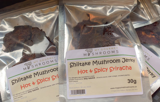 Shiitake Mushroom Jerky Snack (3 x 30g Packs) - Sriracha Hot & Spicy
